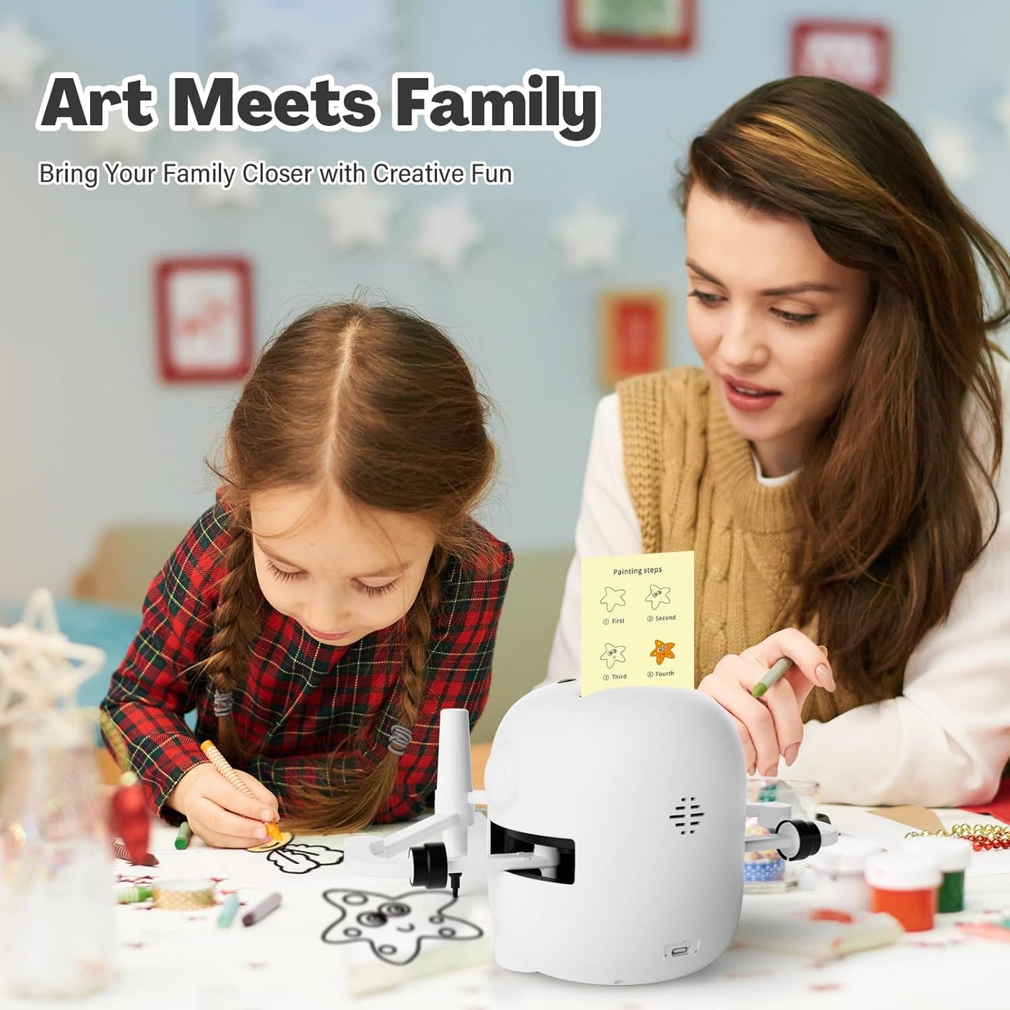 Drawing Robot for Kids Ages 3-8 – Interactive Educational Drawing Machine with 150 Cards, Voice-Guided Montessori Art Learning Toy for Boys and Girls, STEM Gift for Birthday or Party