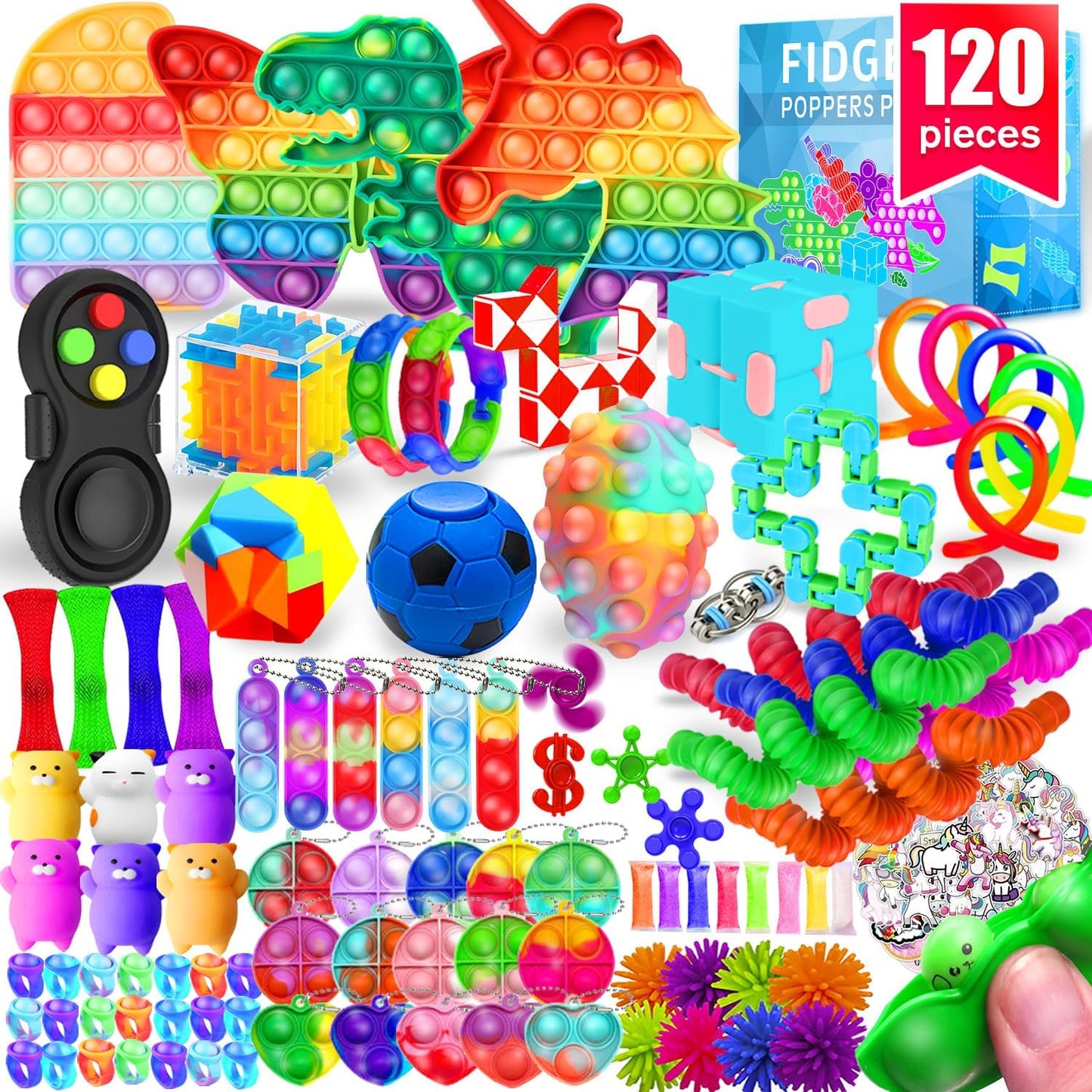 120-Pack Fidget Toys Bulk Set – Sensory Toys for Kids & Adults, Autism ADHD Anxiety Relief, Stocking Stuffers, Party Favors, Classroom Prizes, Stress Relief Toys for Boys, Girls, Teens