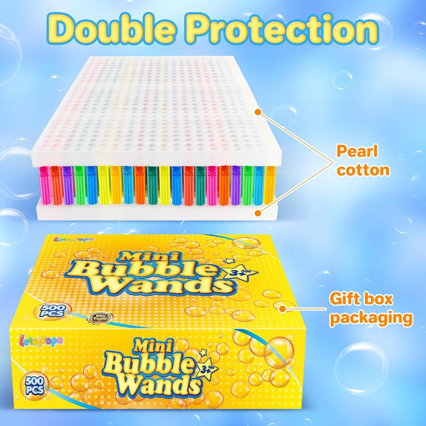 Mini Bubble Wands Bulk 200/400/500 Pack – 10 Bright Colors Bubble Toys for Kids Party Favors, Outdoor Summer Fun, Birthday Supplies, Weddings, Classroom Prizes, Boys & Girls