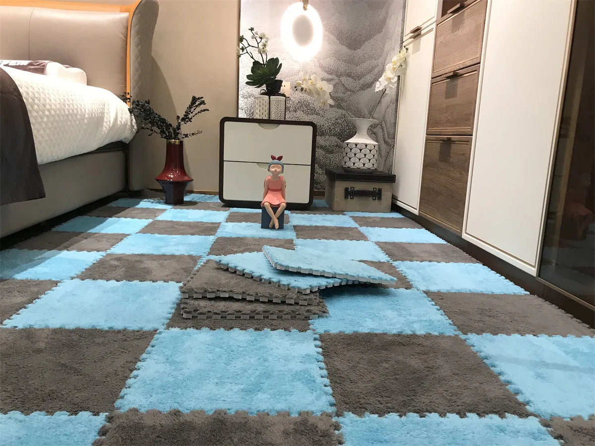 Soft Plush Baby Play Mat – EVA Foam Puzzle Floor Tiles for Kids | Warm, Non-Slip Playmat Carpet for Nursery & Children's Room (30x30x1CM)