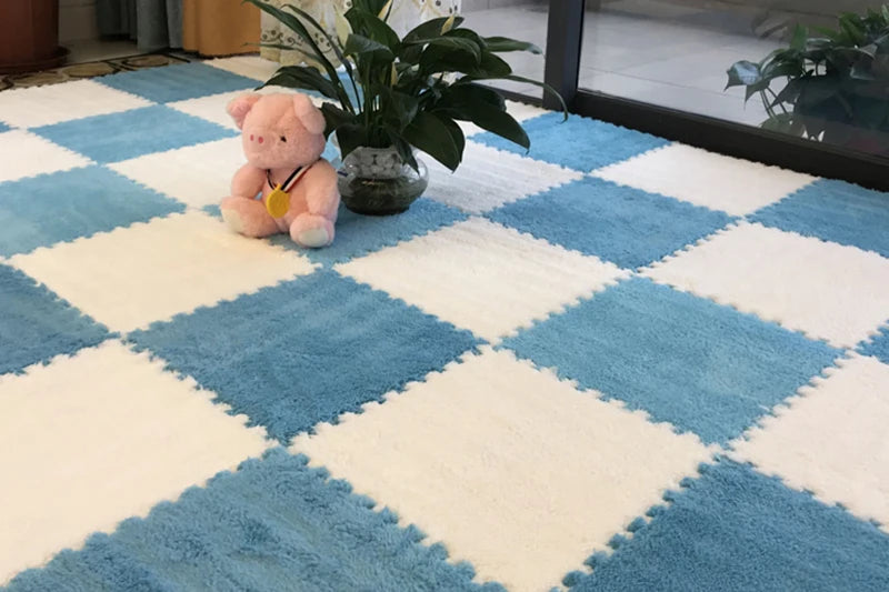 Soft Plush Baby Play Mat – EVA Foam Puzzle Floor Tiles for Kids | Warm, Non-Slip Playmat Carpet for Nursery & Children's Room (30x30x1CM)