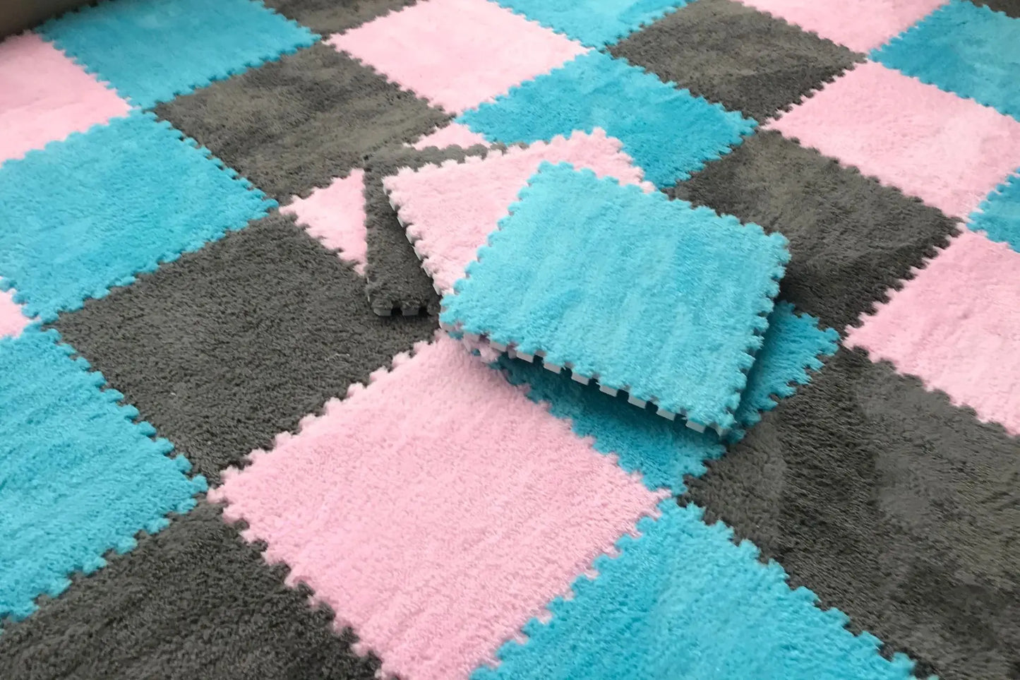 Soft Plush Baby Play Mat – EVA Foam Puzzle Floor Tiles for Kids | Warm, Non-Slip Playmat Carpet for Nursery & Children's Room (30x30x1CM)
