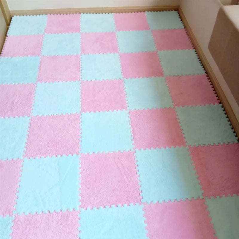 Soft Plush Baby Play Mat – EVA Foam Puzzle Floor Tiles for Kids | Warm, Non-Slip Playmat Carpet for Nursery & Children's Room (30x30x1CM)