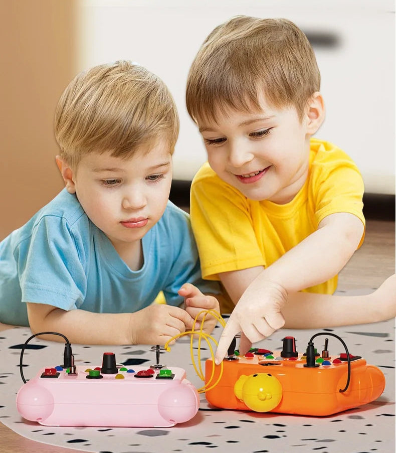 Montessori Busy Board for Toddlers Ages 2-4 – LED Light Switch Sensory Toy | Educational Travel Activity Board for Kids