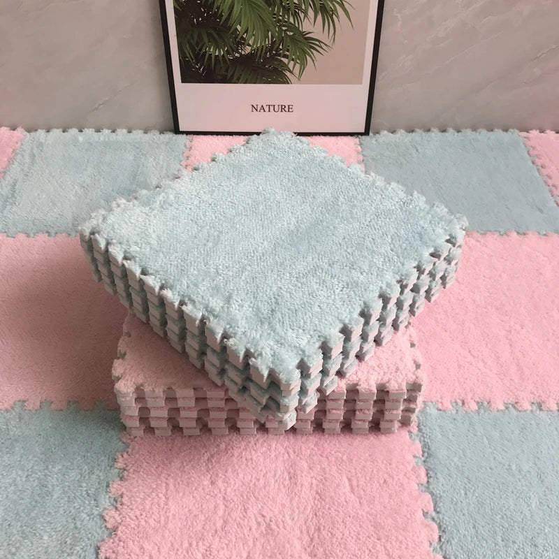 Soft Plush Baby Play Mat – EVA Foam Puzzle Floor Tiles for Kids | Warm, Non-Slip Playmat Carpet for Nursery & Children's Room (30x30x1CM)