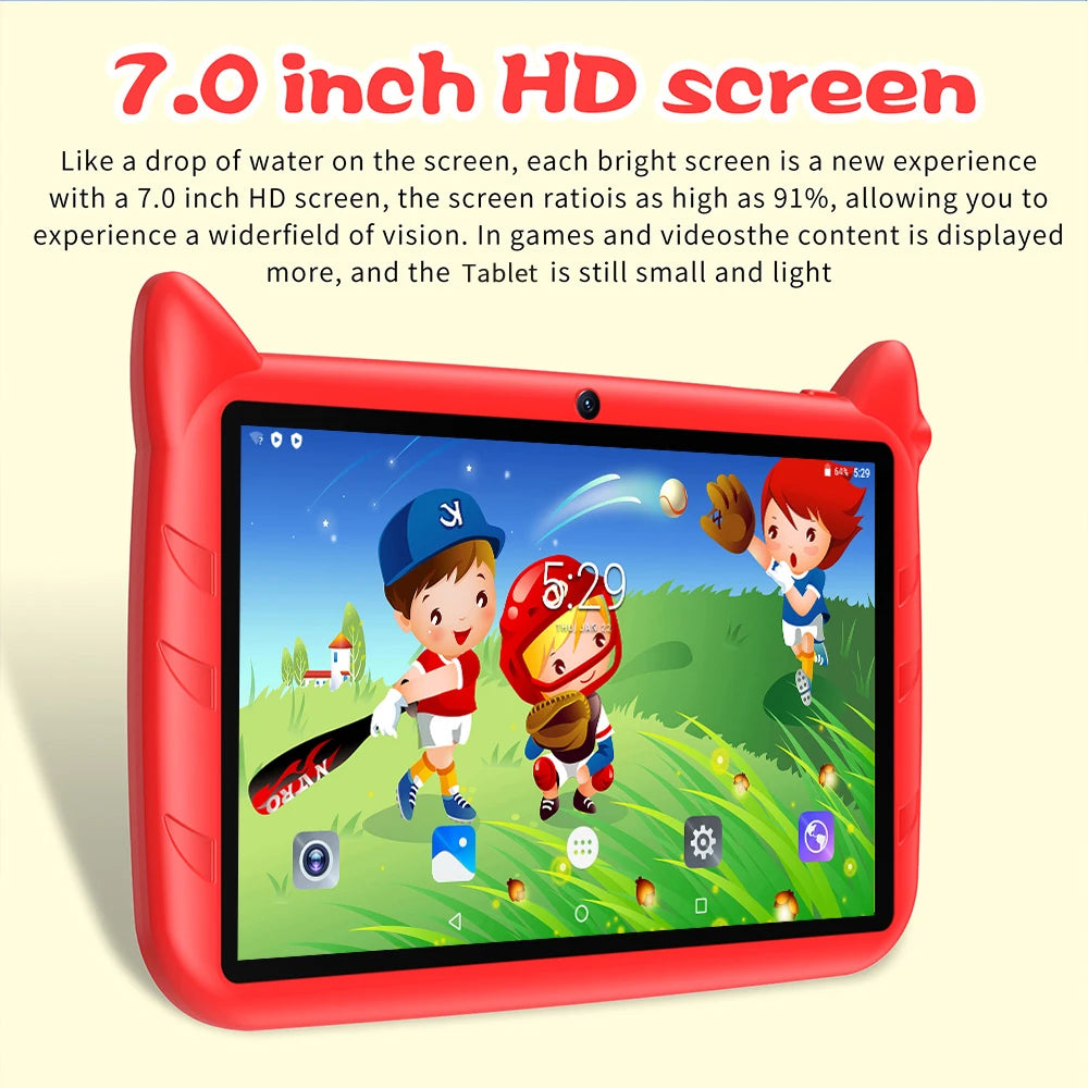 7-Inch Kids Tablet Android 13 – 4GB RAM 64GB ROM, 1TB Expandable, 5G WiFi, Dual Camera, 4000mAh Battery | Child-Friendly Tablet with Parental Controls & Educational Apps