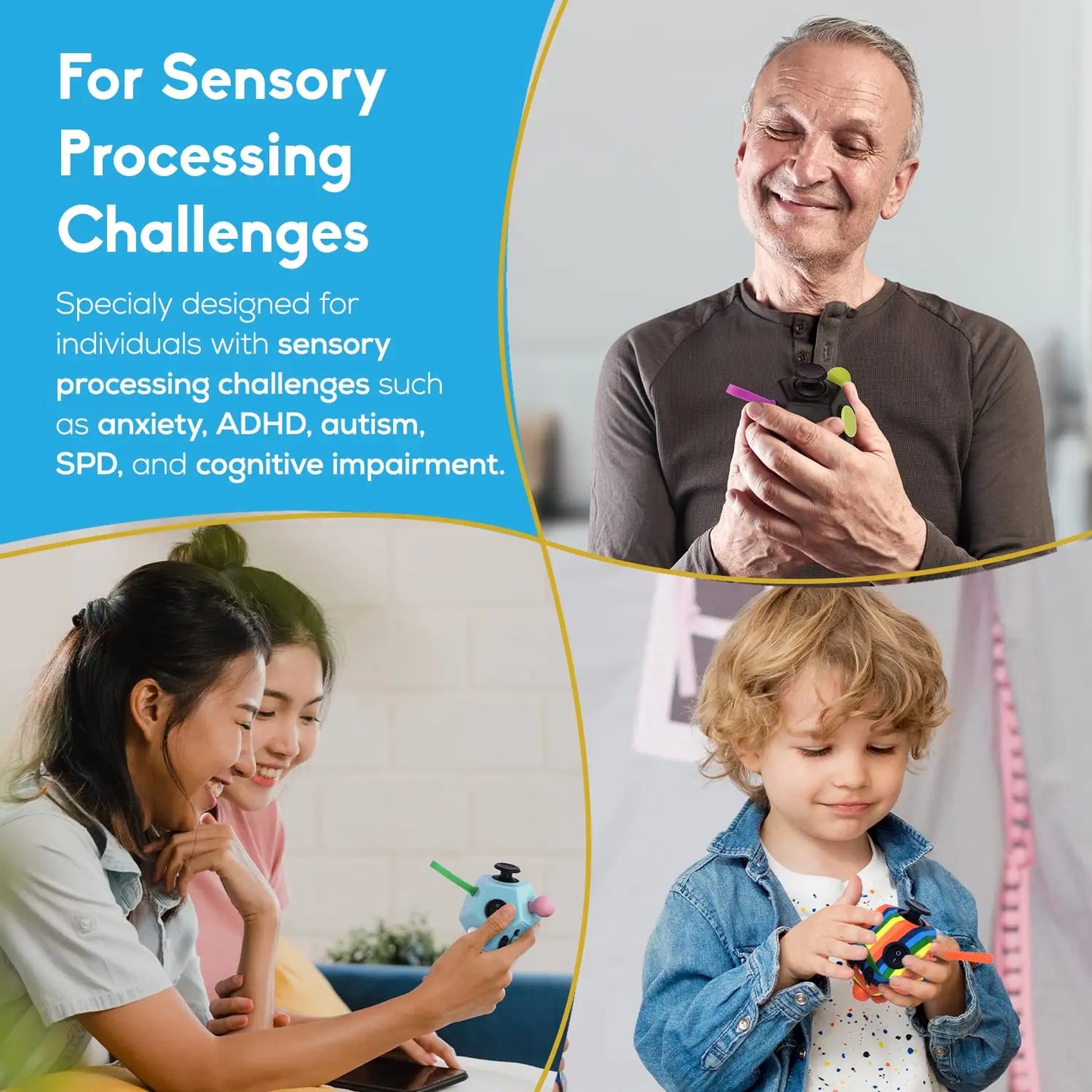 Fidget Cube Toy for Anxiety & Stress Relief – EDC Sensory Dice for Kids & Adults | Focus Toy for Autism, ADHD & Fidgeting