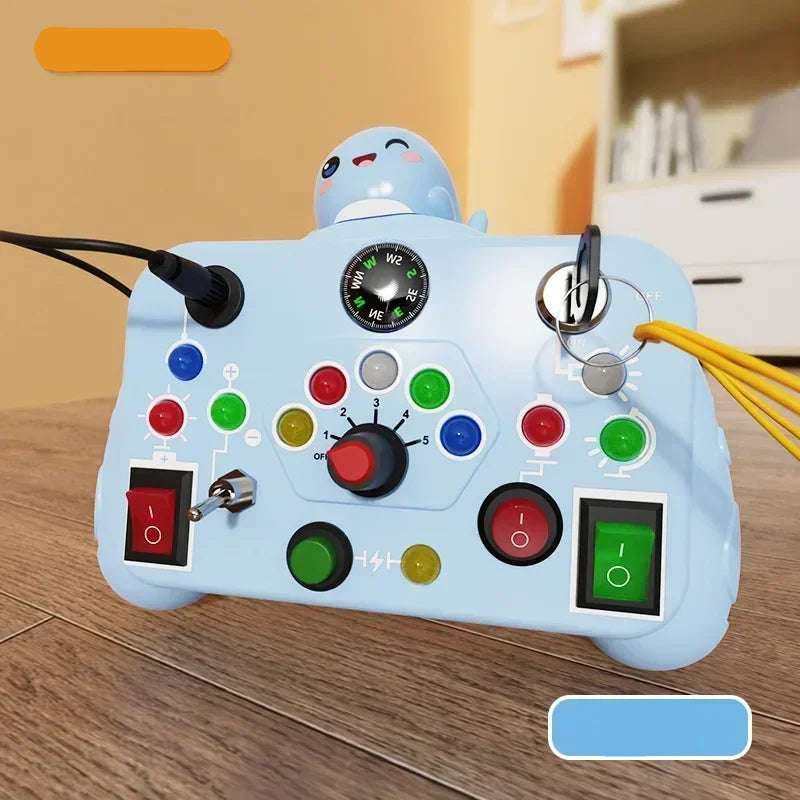 Montessori Busy Board for Toddlers Ages 2-4 – LED Light Switch Sensory Toy | Educational Travel Activity Board for Kids