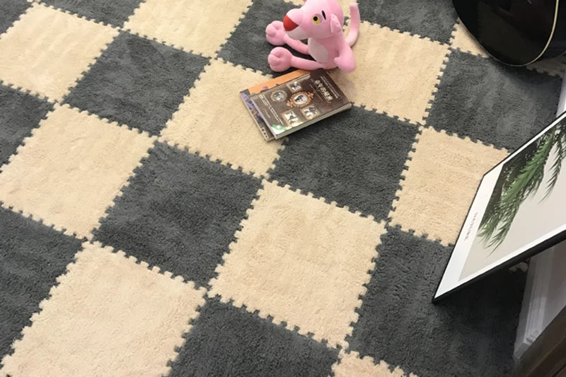 Soft Plush Baby Play Mat – EVA Foam Puzzle Floor Tiles for Kids | Warm, Non-Slip Playmat Carpet for Nursery & Children's Room (30x30x1CM)