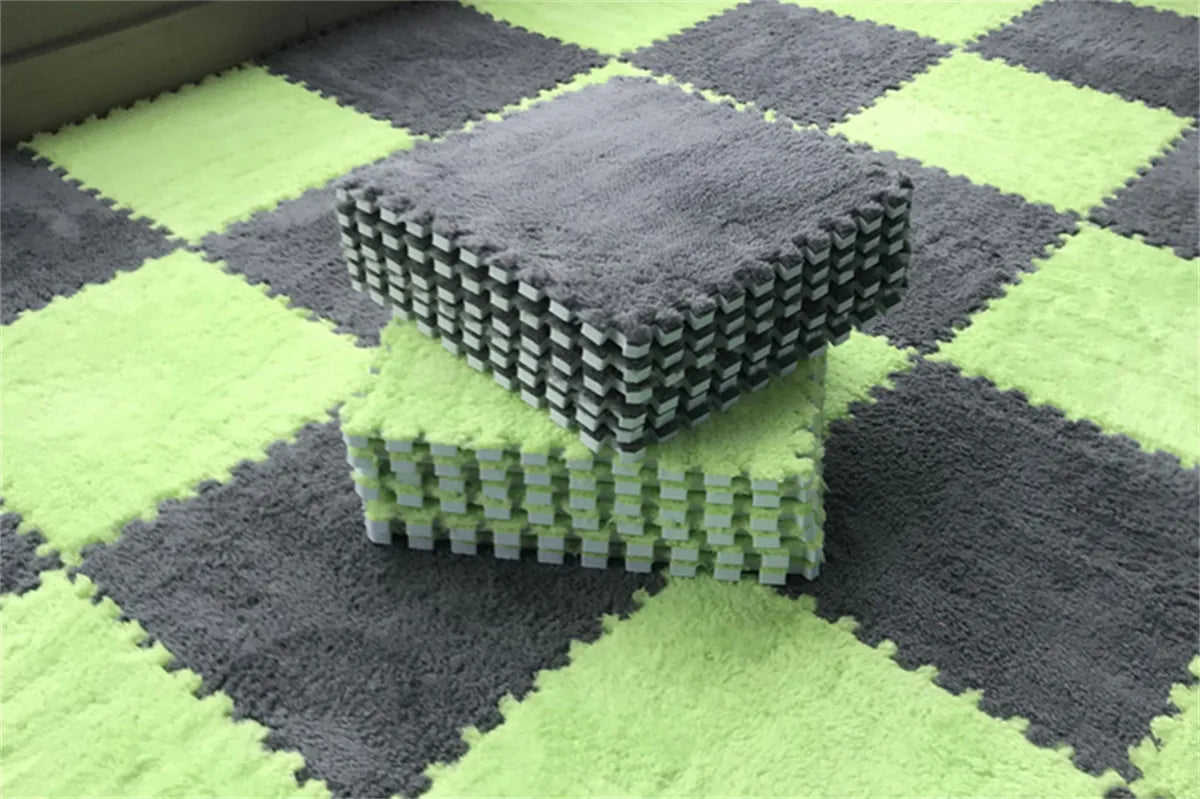 Soft Plush Baby Play Mat – EVA Foam Puzzle Floor Tiles for Kids | Warm, Non-Slip Playmat Carpet for Nursery & Children's Room (30x30x1CM)