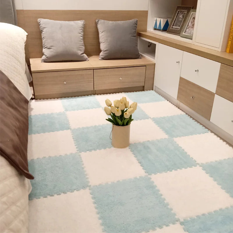 Soft Plush Baby Play Mat – EVA Foam Puzzle Floor Tiles for Kids | Warm, Non-Slip Playmat Carpet for Nursery & Children's Room (30x30x1CM)