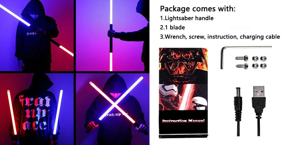 RGB Metal Lightsaber Toy – LED Light Up Laser Sword for Kids & Adults, Dueling Saber with Sound Effects