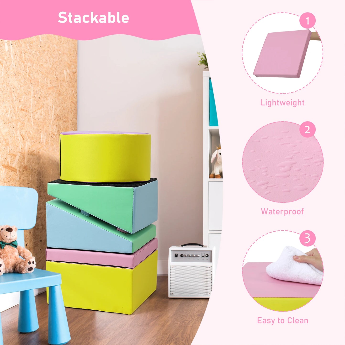 5-Piece Foam Climbing Blocks for Toddlers & Preschoolers – Soft Indoor Play Set for Climbing, Crawling & Active Learning