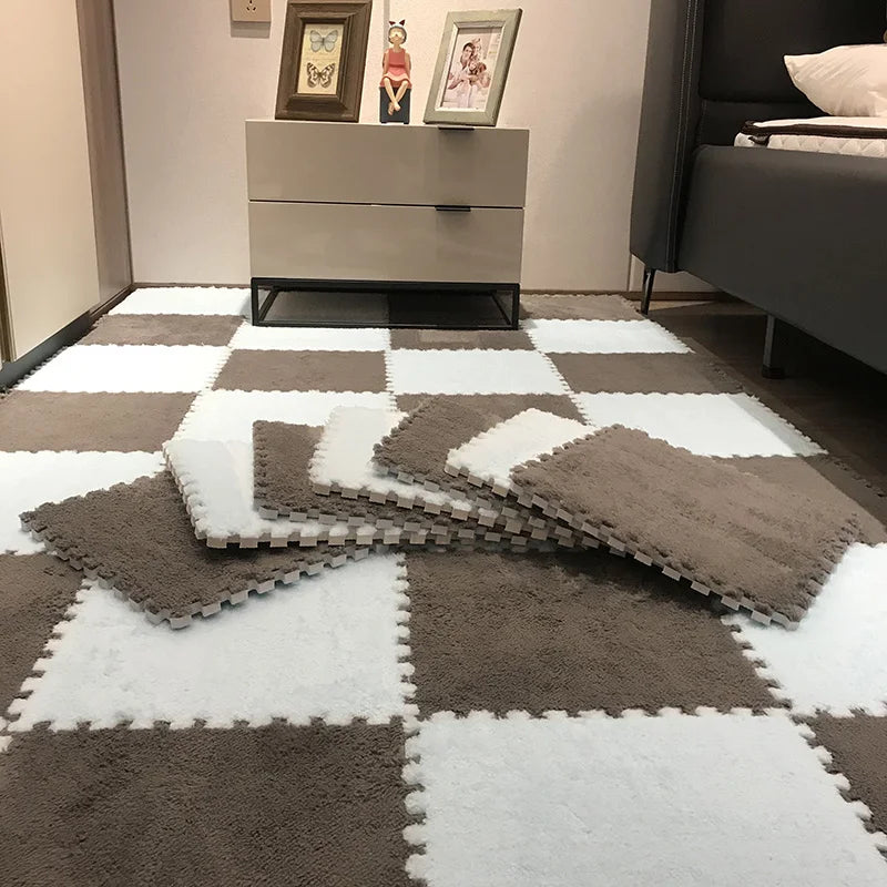 Soft Plush Baby Play Mat – EVA Foam Puzzle Floor Tiles for Kids | Warm, Non-Slip Playmat Carpet for Nursery & Children's Room (30x30x1CM)