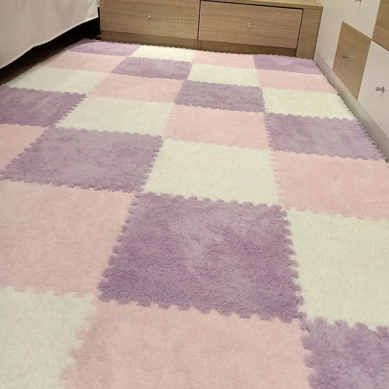 Soft Plush Baby Play Mat – EVA Foam Puzzle Floor Tiles for Kids | Warm, Non-Slip Playmat Carpet for Nursery & Children's Room (30x30x1CM)