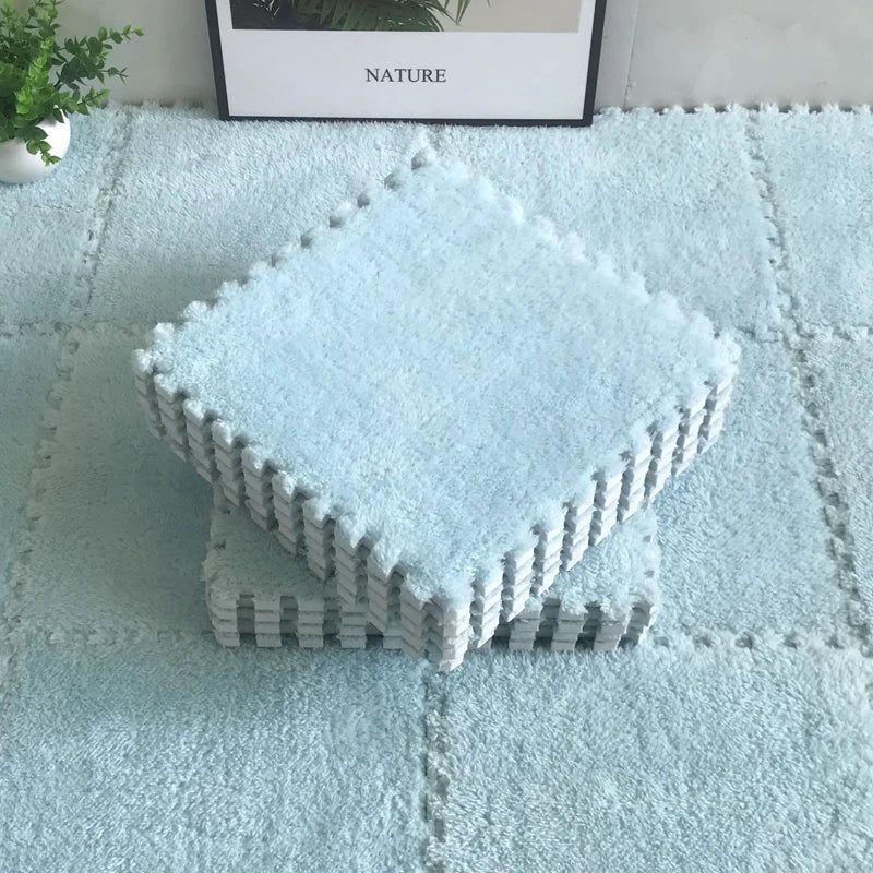 Soft Plush Baby Play Mat – EVA Foam Puzzle Floor Tiles for Kids | Warm, Non-Slip Playmat Carpet for Nursery & Children's Room (30x30x1CM)