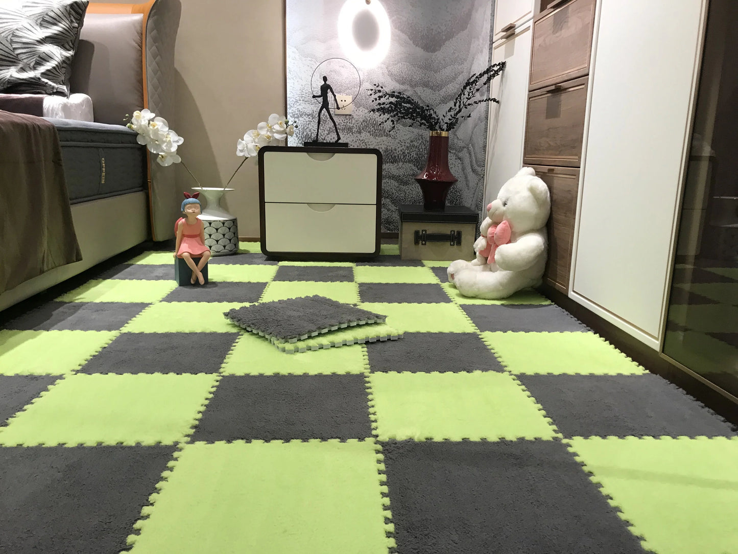 Soft Plush Baby Play Mat – EVA Foam Puzzle Floor Tiles for Kids | Warm, Non-Slip Playmat Carpet for Nursery & Children's Room (30x30x1CM)
