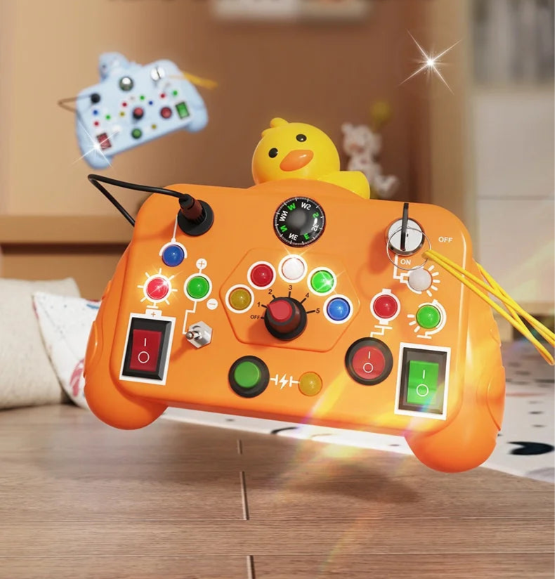 Montessori Busy Board for Toddlers Ages 2-4 – LED Light Switch Sensory Toy | Educational Travel Activity Board for Kids
