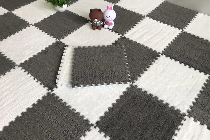 Soft Plush Baby Play Mat – EVA Foam Puzzle Floor Tiles for Kids | Warm, Non-Slip Playmat Carpet for Nursery & Children's Room (30x30x1CM)