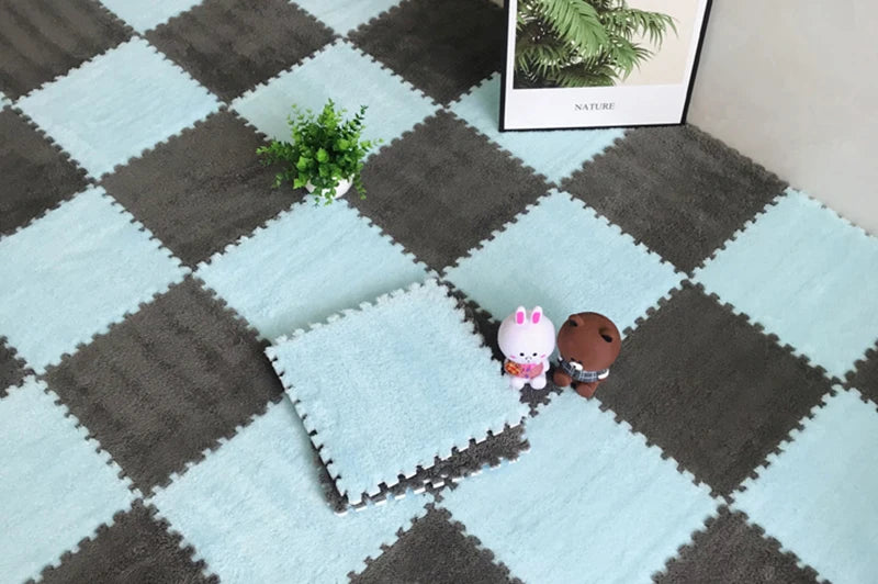 Soft Plush Baby Play Mat – EVA Foam Puzzle Floor Tiles for Kids | Warm, Non-Slip Playmat Carpet for Nursery & Children's Room (30x30x1CM)