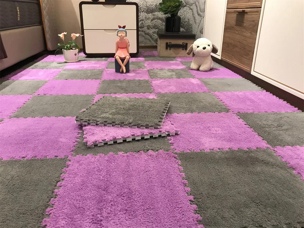 Soft Plush Baby Play Mat – EVA Foam Puzzle Floor Tiles for Kids | Warm, Non-Slip Playmat Carpet for Nursery & Children's Room (30x30x1CM)