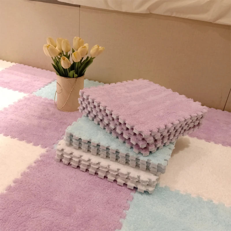 Soft Plush Baby Play Mat – EVA Foam Puzzle Floor Tiles for Kids | Warm, Non-Slip Playmat Carpet for Nursery & Children's Room (30x30x1CM)