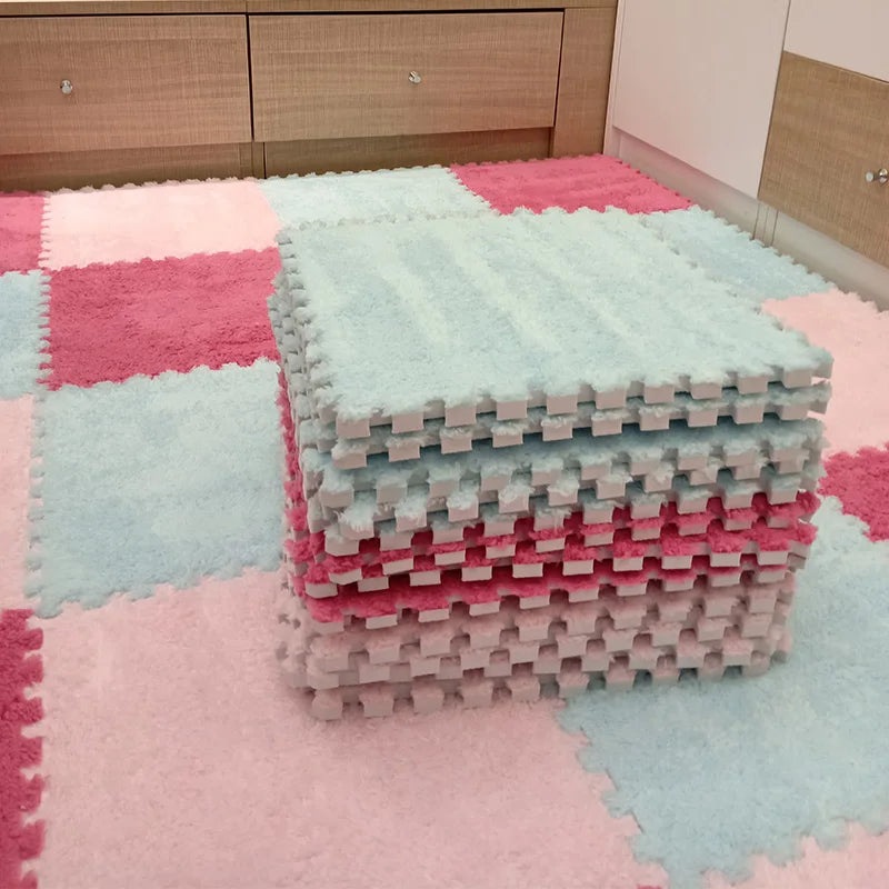 Soft Plush Baby Play Mat – EVA Foam Puzzle Floor Tiles for Kids | Warm, Non-Slip Playmat Carpet for Nursery & Children's Room (30x30x1CM)