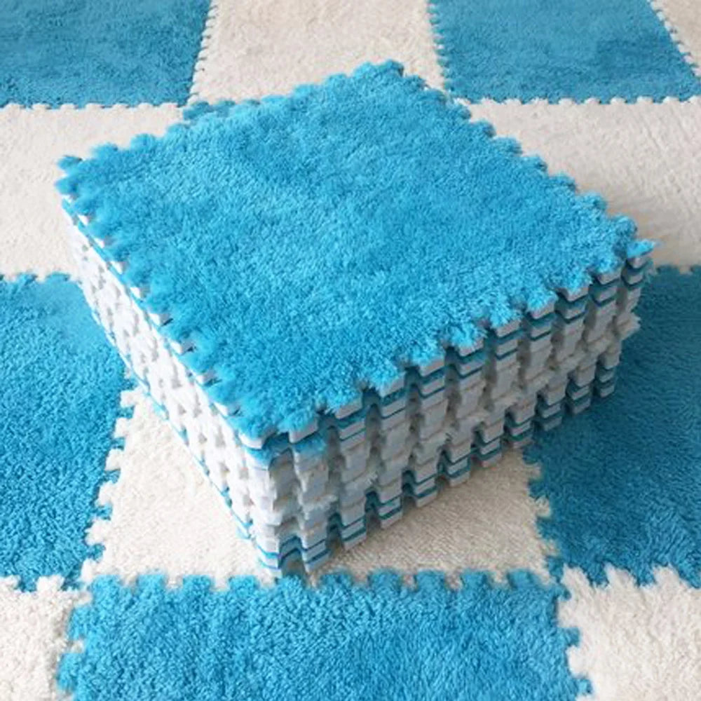 Soft Plush Baby Play Mat – EVA Foam Puzzle Floor Tiles for Kids | Warm, Non-Slip Playmat Carpet for Nursery & Children's Room (30x30x1CM)