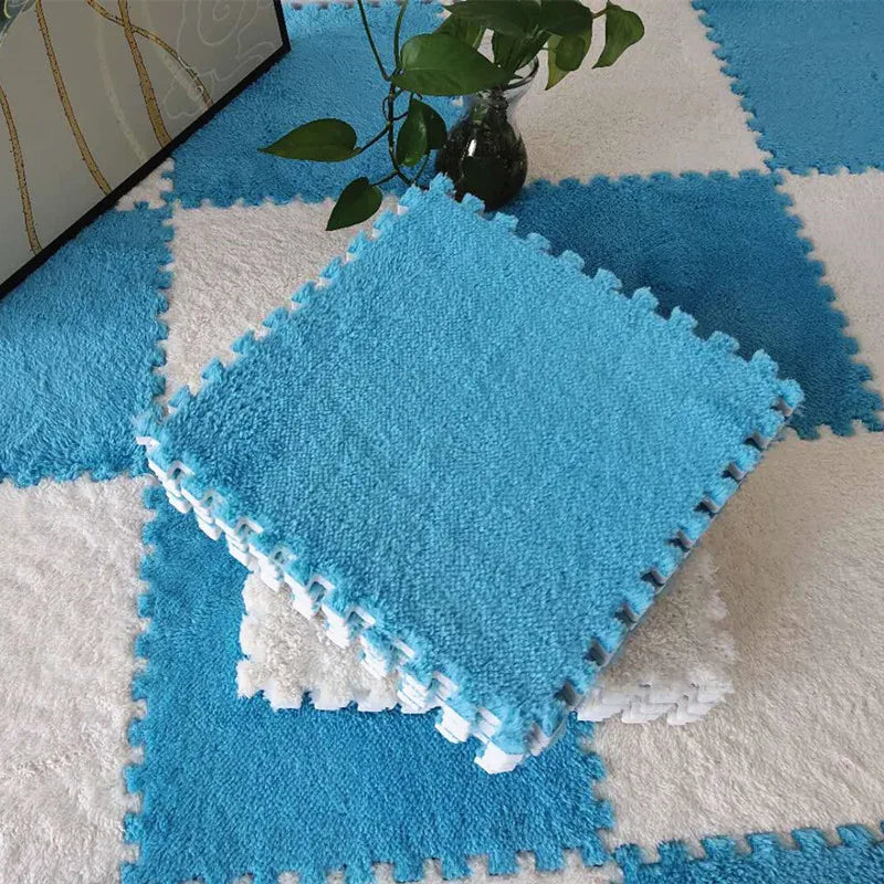 Soft Plush Baby Play Mat – EVA Foam Puzzle Floor Tiles for Kids | Warm, Non-Slip Playmat Carpet for Nursery & Children's Room (30x30x1CM)