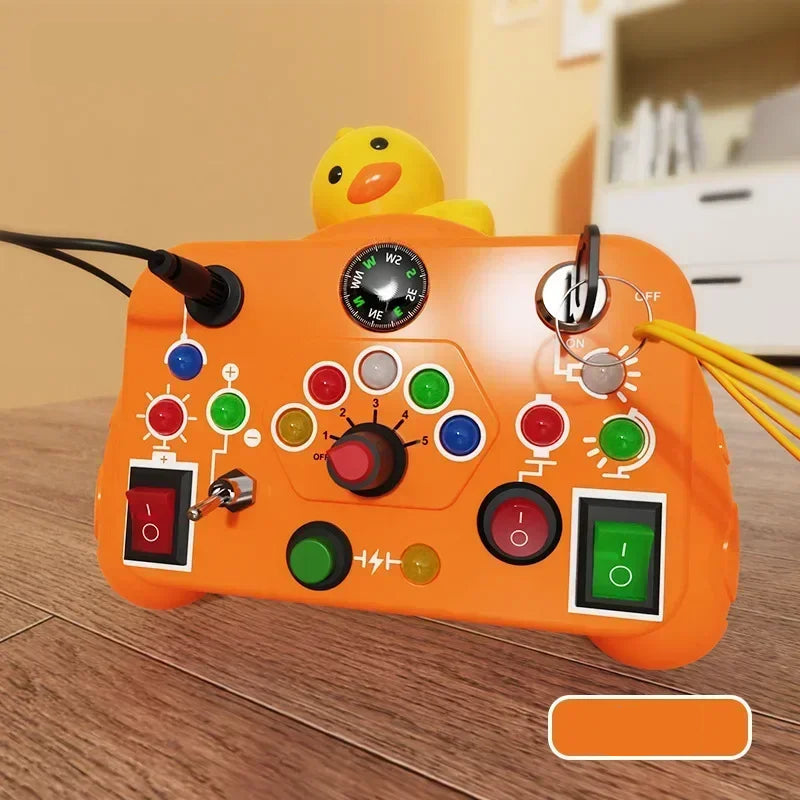 Montessori Busy Board for Toddlers Ages 2-4 – LED Light Switch Sensory Toy | Educational Travel Activity Board for Kids