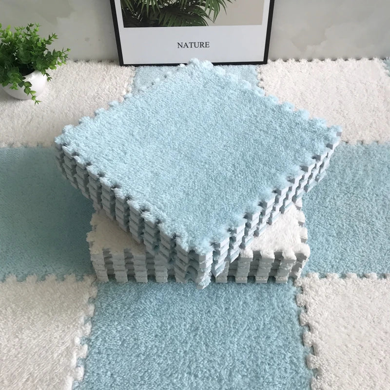 Soft Plush Baby Play Mat – EVA Foam Puzzle Floor Tiles for Kids | Warm, Non-Slip Playmat Carpet for Nursery & Children's Room (30x30x1CM)