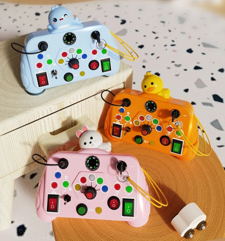 Montessori Busy Board for Toddlers Ages 2-4 – LED Light Switch Sensory Toy | Educational Travel Activity Board for Kids