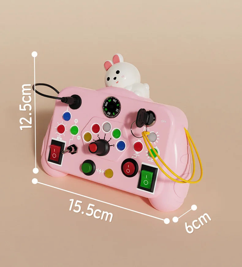 Montessori Busy Board for Toddlers Ages 2-4 – LED Light Switch Sensory Toy | Educational Travel Activity Board for Kids