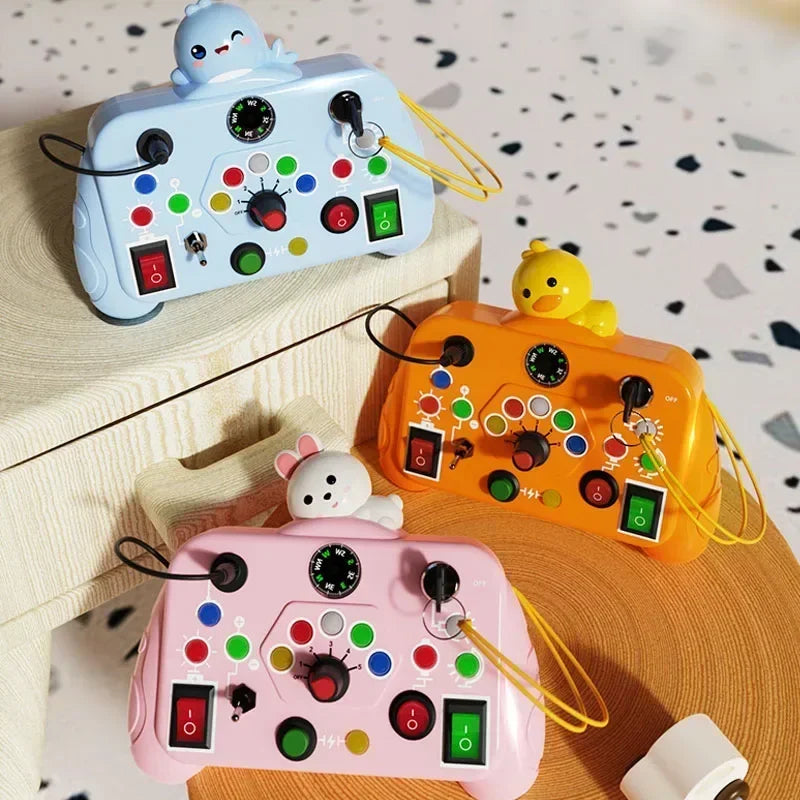 Montessori Busy Board for Toddlers Ages 2-4 – LED Light Switch Sensory Toy | Educational Travel Activity Board for Kids