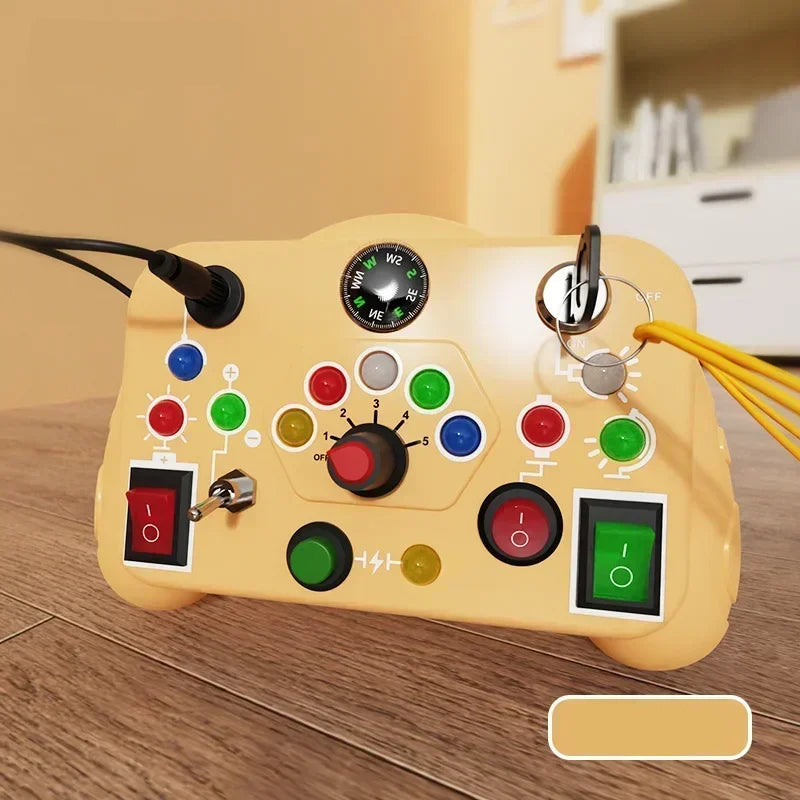 Montessori Busy Board for Toddlers Ages 2-4 – LED Light Switch Sensory Toy | Educational Travel Activity Board for Kids