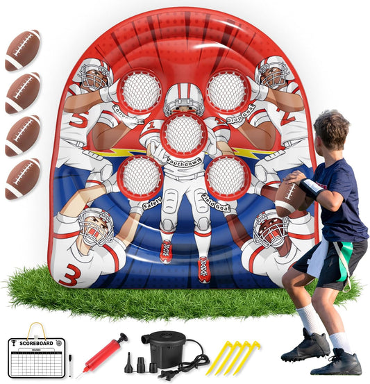 6FT Inflatable Football Toss Target Game for Kids – Giant Football Throwing Target Toy for Backyard, Outdoor Sports, Carnival Party Games, Training Practice & Birthday Fun