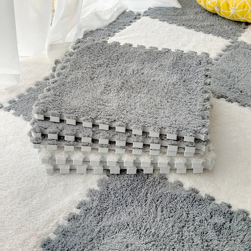 Soft Plush Baby Play Mat – EVA Foam Puzzle Floor Tiles for Kids | Warm, Non-Slip Playmat Carpet for Nursery & Children's Room (30x30x1CM)