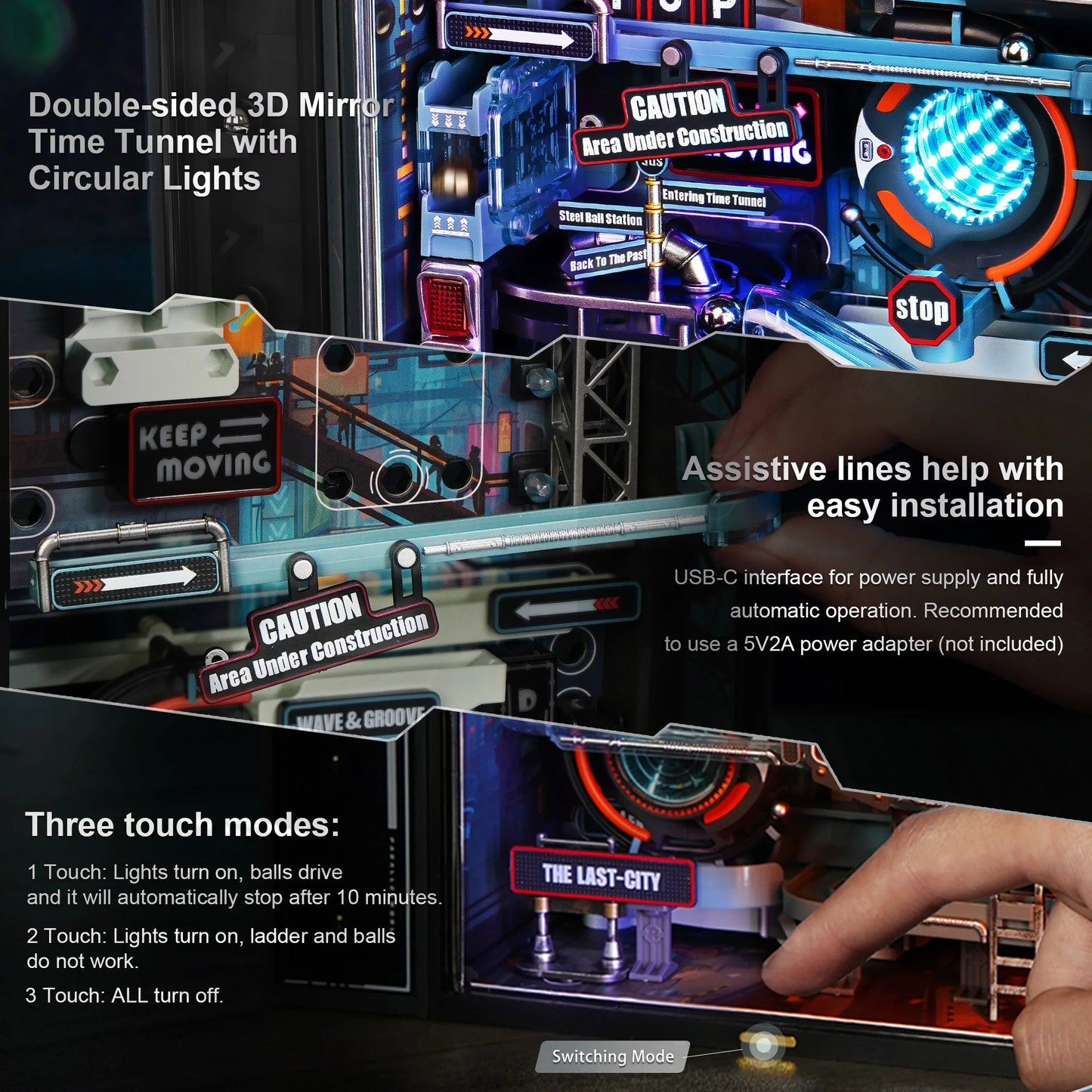 Robotime The Last City Marble Run – Futuristic Cyberpunk 3D Puzzle Model Kit | Automatic Marble Track & Gaming Decor Gift for Men