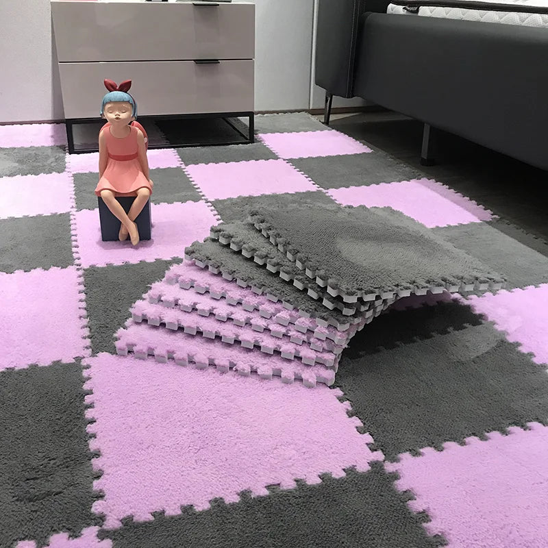 Soft Plush Baby Play Mat – EVA Foam Puzzle Floor Tiles for Kids | Warm, Non-Slip Playmat Carpet for Nursery & Children's Room (30x30x1CM)