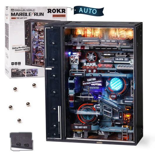 Robotime The Last City Marble Run – Futuristic Cyberpunk 3D Puzzle Model Kit | Automatic Marble Track & Gaming Decor Gift for Men